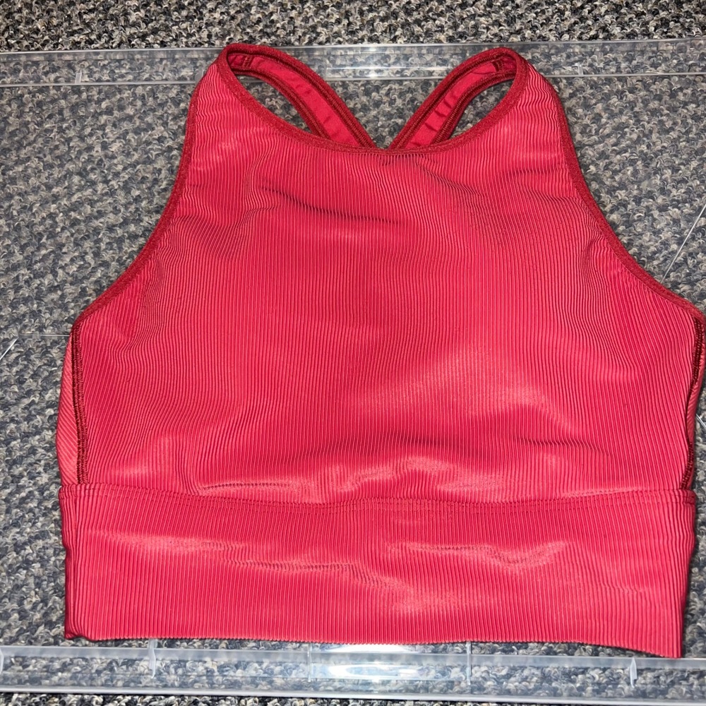 CALIA Sports Bra Womens Medium Red Excellent‎ Ribbed High Neck Crossback Active